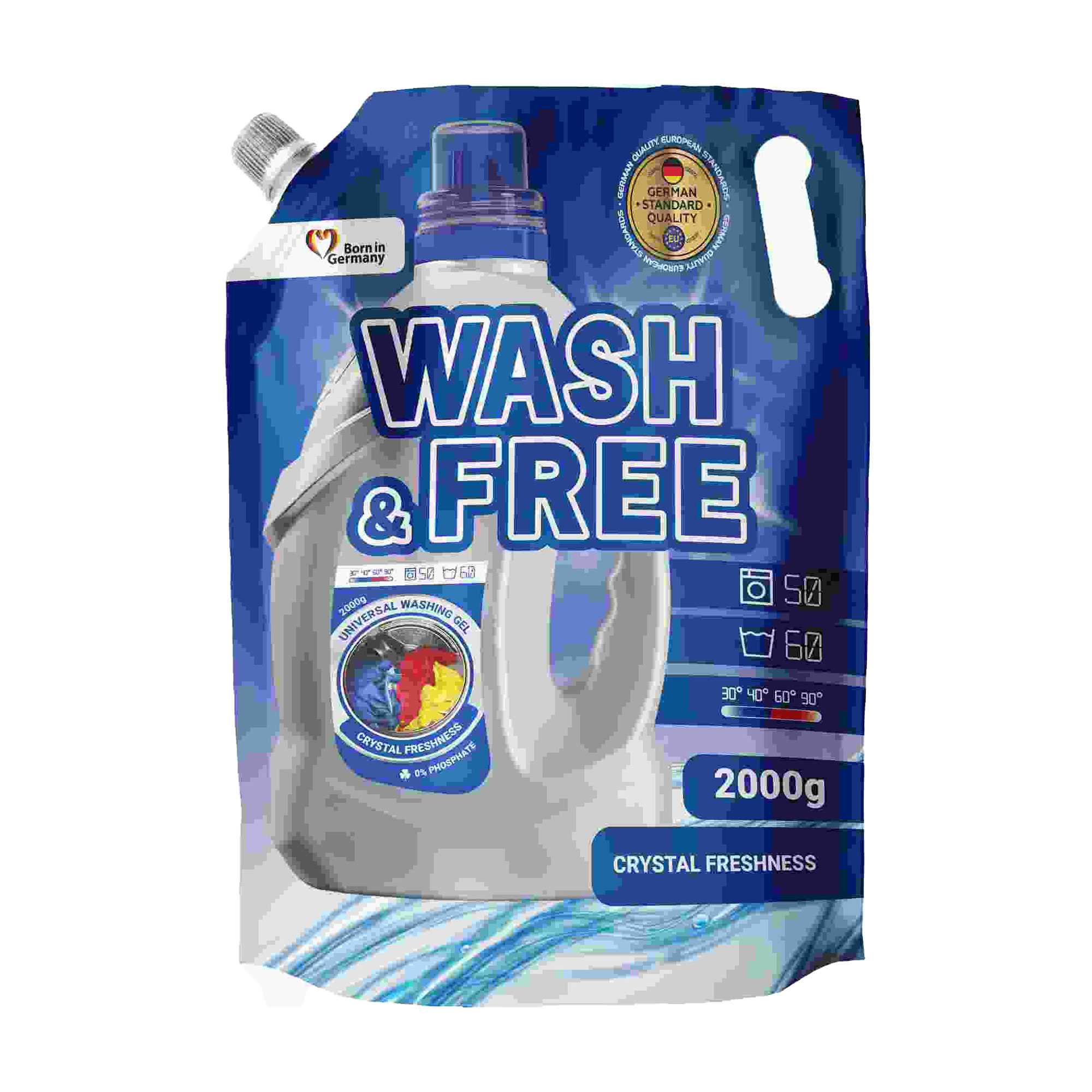Універсальний гель для прання Wash and Free Universal Washing Gel, 50 циклів прання, 2 кг